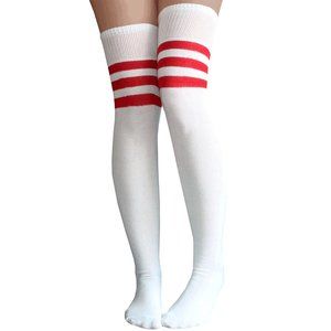 White/Red Thigh Highs